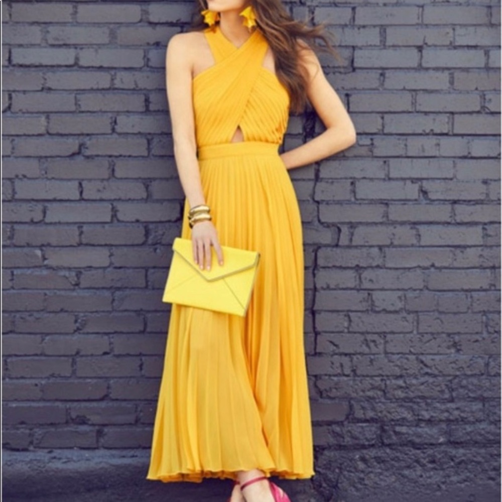 New Joie Elenita Pleated Chiffon Dress in Cornsilk